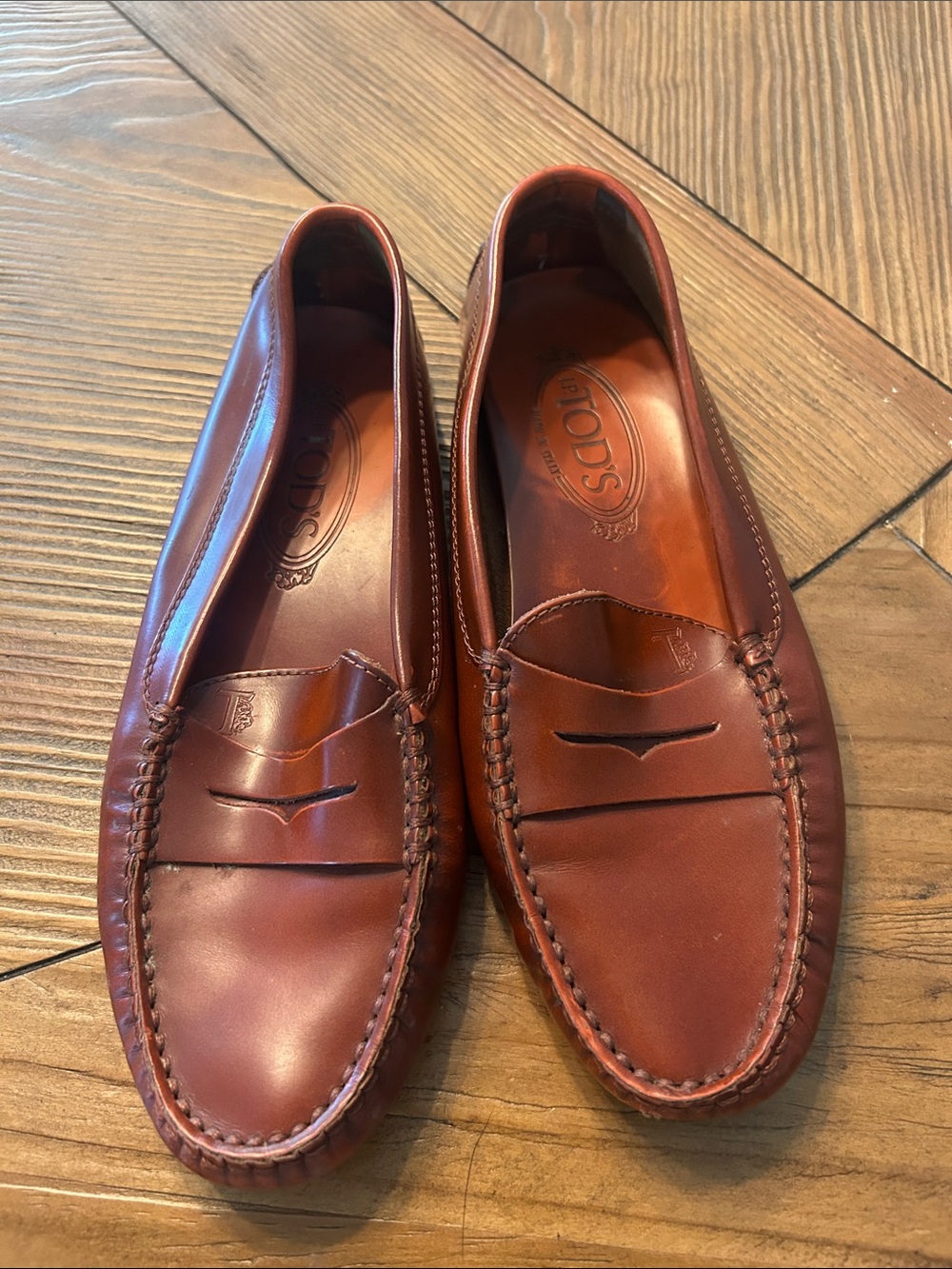 Tod's Women’s Chestnut Leather Penny Loafers